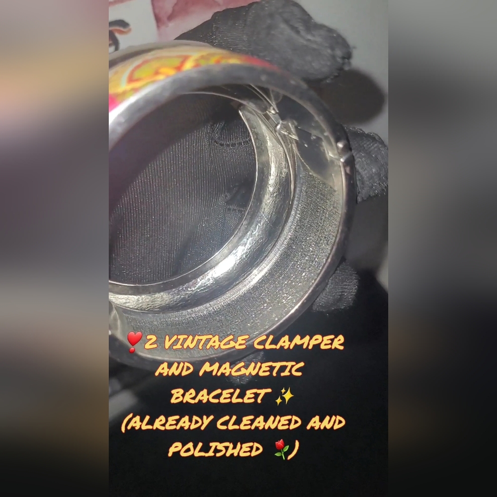 2 VINTAGE CLAMPER AND  MAGNETIC BRACELET ✨️(ALREADY CLEANED AND POLISHED ⚘️) - Picture 7 of 8